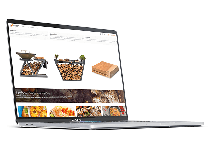 Laptop z wyświetloną stroną Eckert Grills