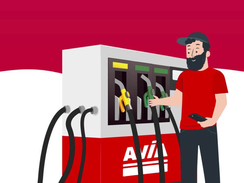 Animacja 2D Promocja Kuponu w Aplikacji AVIA GO Zatankuj 1000 Litrów i Odbierz Niesamowite Nagrody!